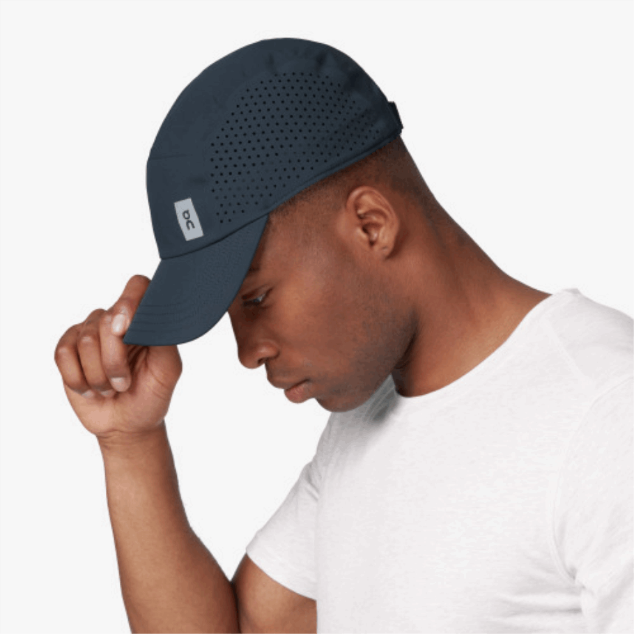 Navy Lightweight Cap On Running