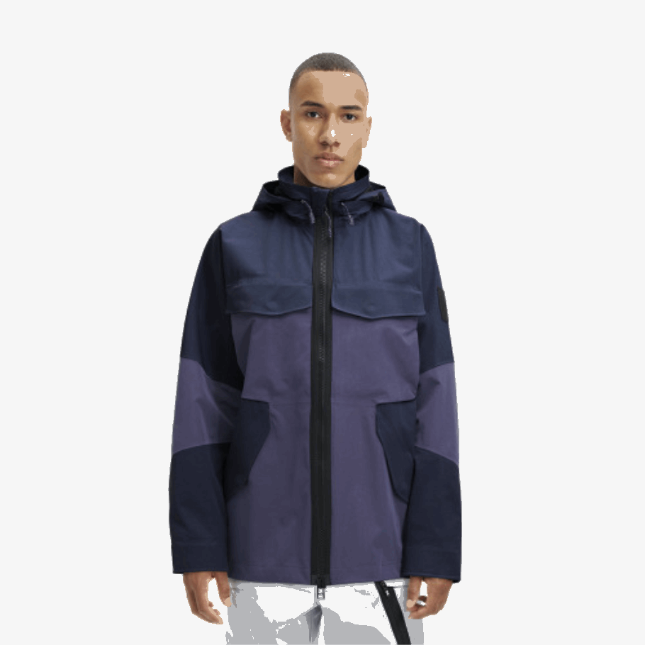 Navy-Flint Explorer Jacket On Running