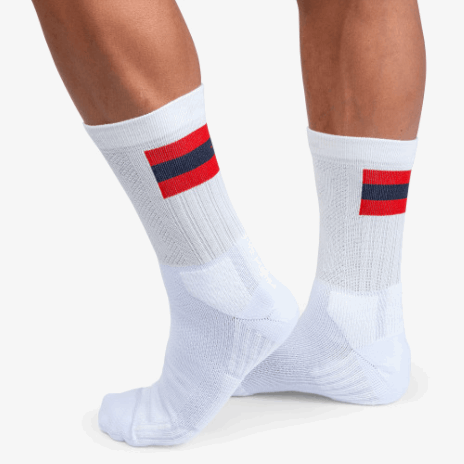 White-Red On Running Tennis Sock