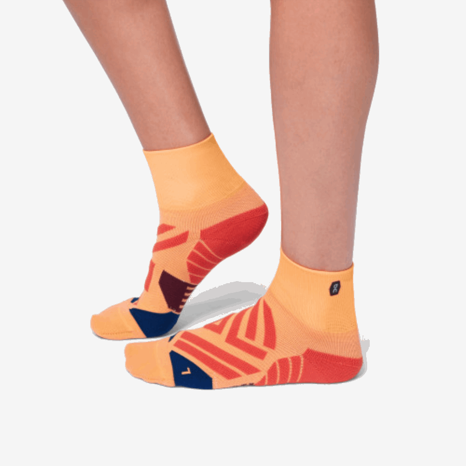 Mid Sock On Running Coral-Navy